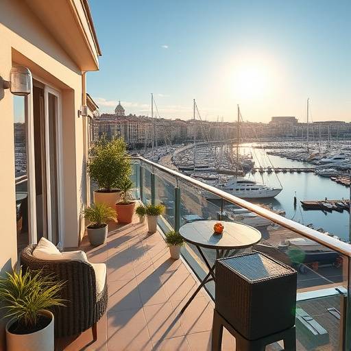 Appartement de standing avec terrasse sur le Vieux-Port de Marseille, offrant une vue imprenable sur les bateaux et la ville
